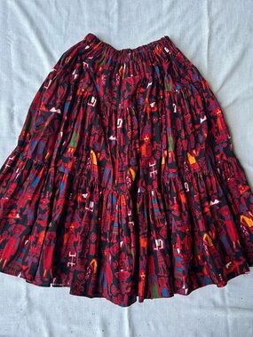 Vintage Multicolor flowy Tiered Midi Skirt